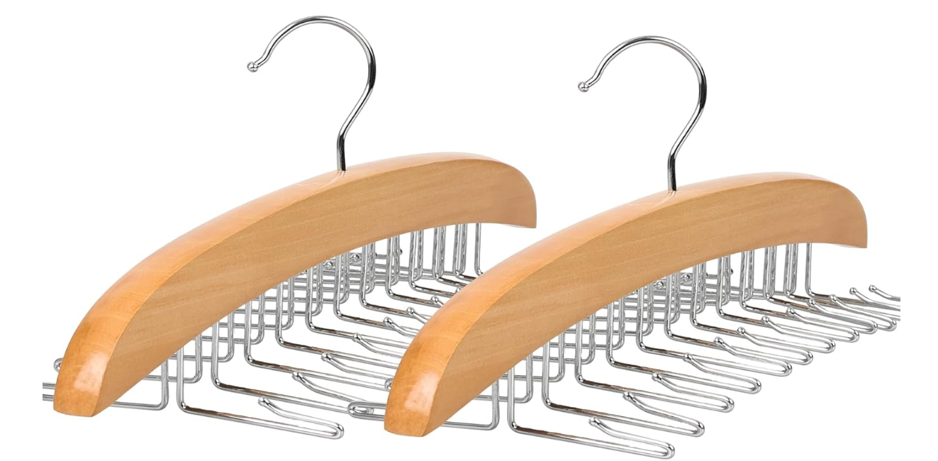 Tank Top Hanger with Premium Wood, 24 Large Capacity, Space Saving,360 Degree Rotating, Foldable Metal Hooks, Tank Tops