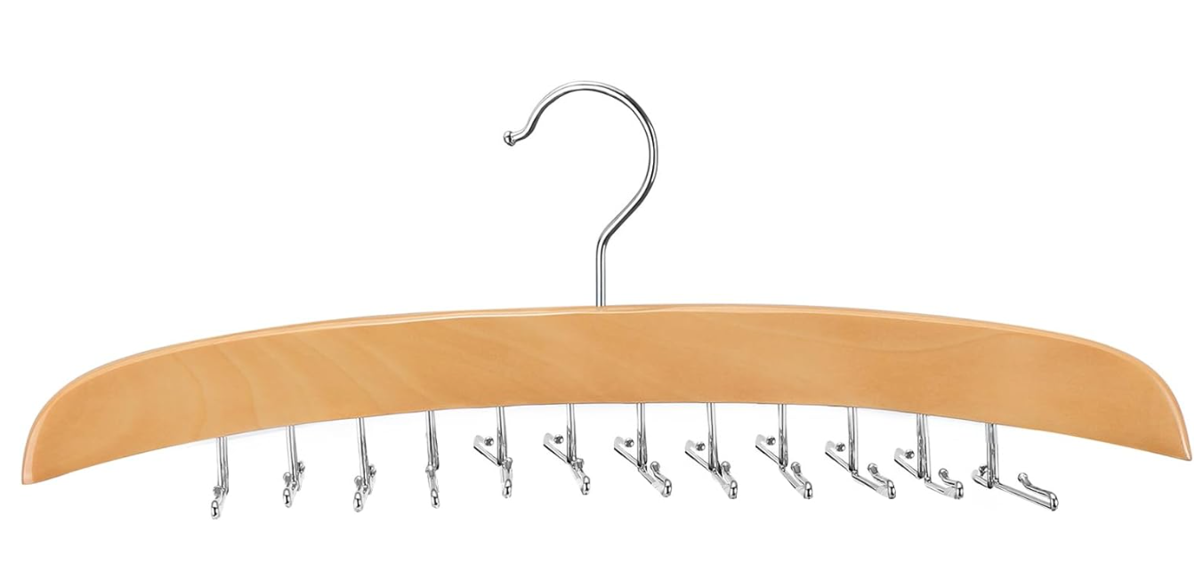 Tank Top Hanger with Premium Wood, 24 Large Capacity, Space Saving,360 Degree Rotating, Foldable Metal Hooks, Tank Tops