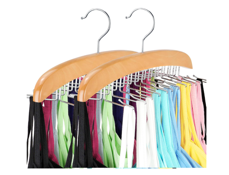 Tank Top Hanger with Premium Wood, 24 Large Capacity, Space Saving,360 Degree Rotating, Foldable Metal Hooks, Tank Tops