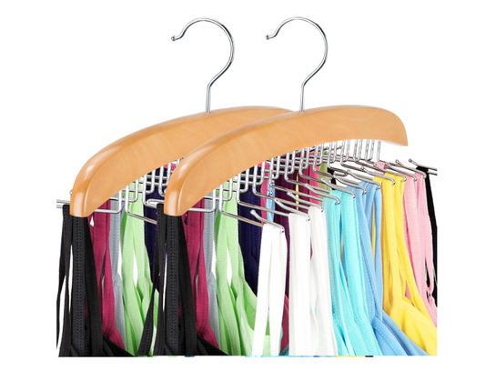 Tank Top Hanger with Premium Wood, 24 Large Capacity, Space Saving,360 Degree Rotating, Foldable Metal Hooks, Tank Tops